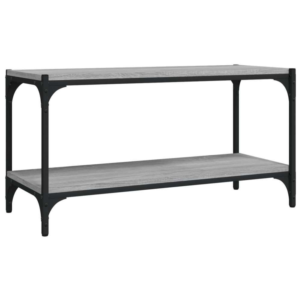 vidaXL Comodă TV, gri sonoma, 80x33x41 cm, lemn prelucrat și oțel