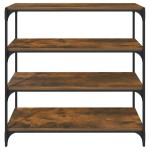 vidaXL Raft de cărți stejar fumuriu 100x33x100 cm lemn prelucrat/ oțel
