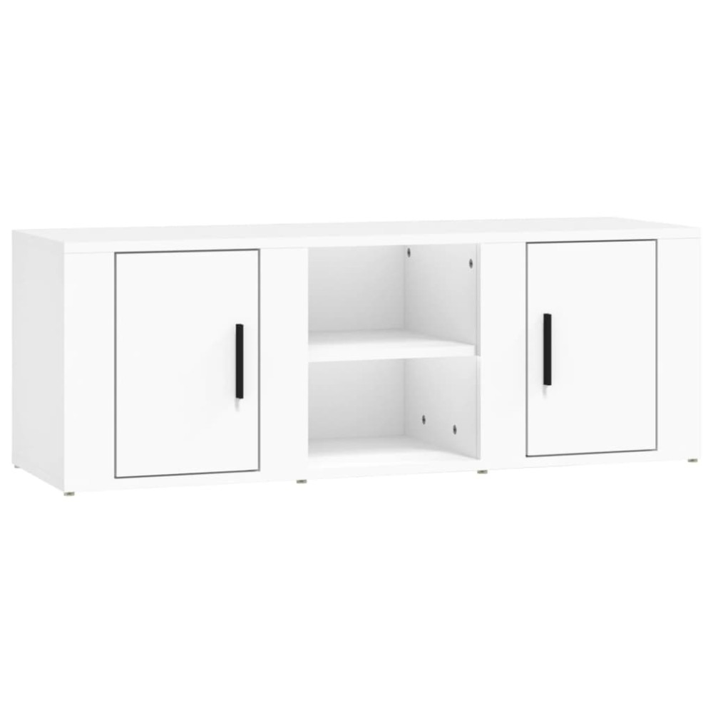 vidaXL Comodă TV, alb, 100x31,5x35 cm, lemn prelucrat