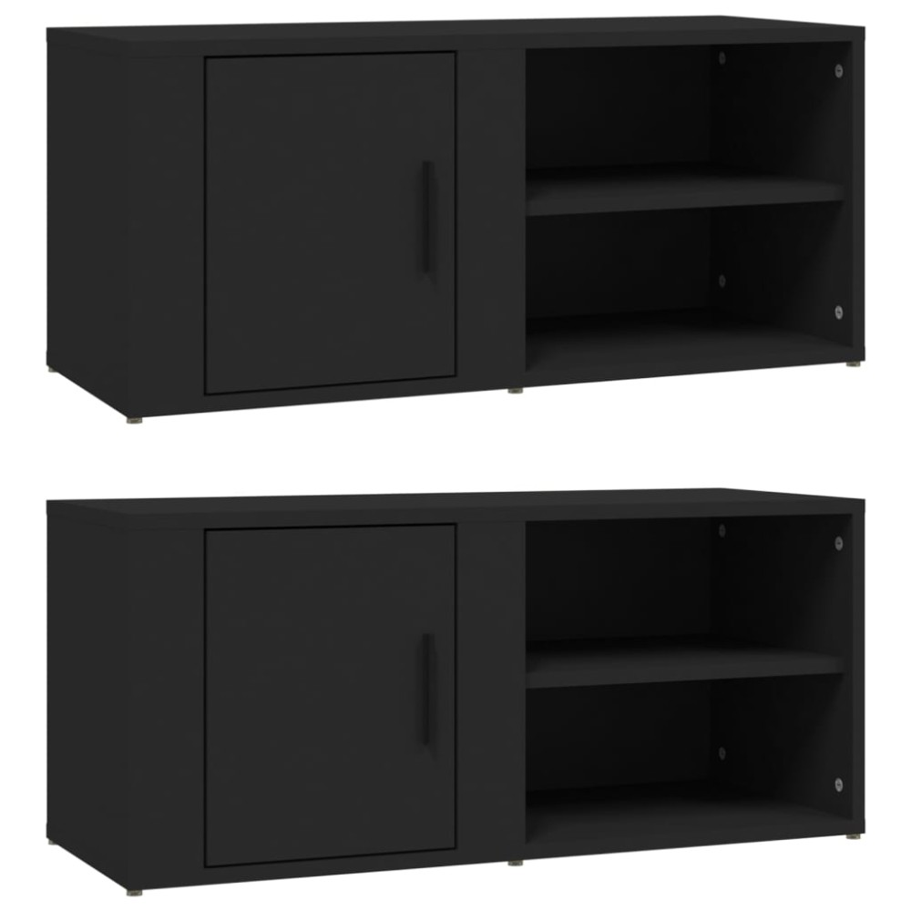 vidaXL Comode TV, 2 buc., negru, 80x31,5x36 cm, lemn prelucrat