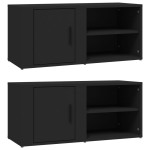 vidaXL Comode TV, 2 buc., negru, 80x31,5x36 cm, lemn prelucrat