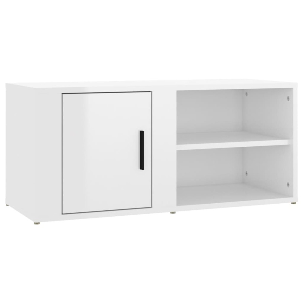 vidaXL Comodă TV, alb extralucios, 80x31,5x36 cm, lemn prelucrat