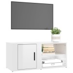 vidaXL Comodă TV, alb extralucios, 80x31,5x36 cm, lemn prelucrat vidaXL Comodă TV, alb extralucios, 80x31,5x36 cm, lemn prelucrat