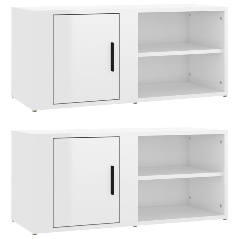 vidaXL Comode TV, 2 buc., alb extralucios 80x31,5x36 cm lemn prelucrat
