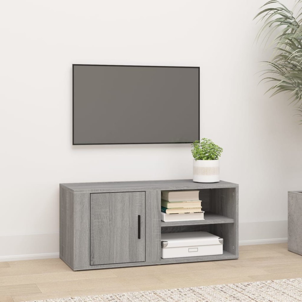 vidaXL Comodă TV, gri sonoma, 80x31,5x36 cm, lemn prelucrat