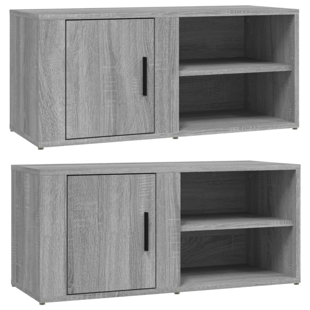 vidaXL Comode TV, 2 buc., gri sonoma, 80x31,5x36 cm, lemn prelucrat
