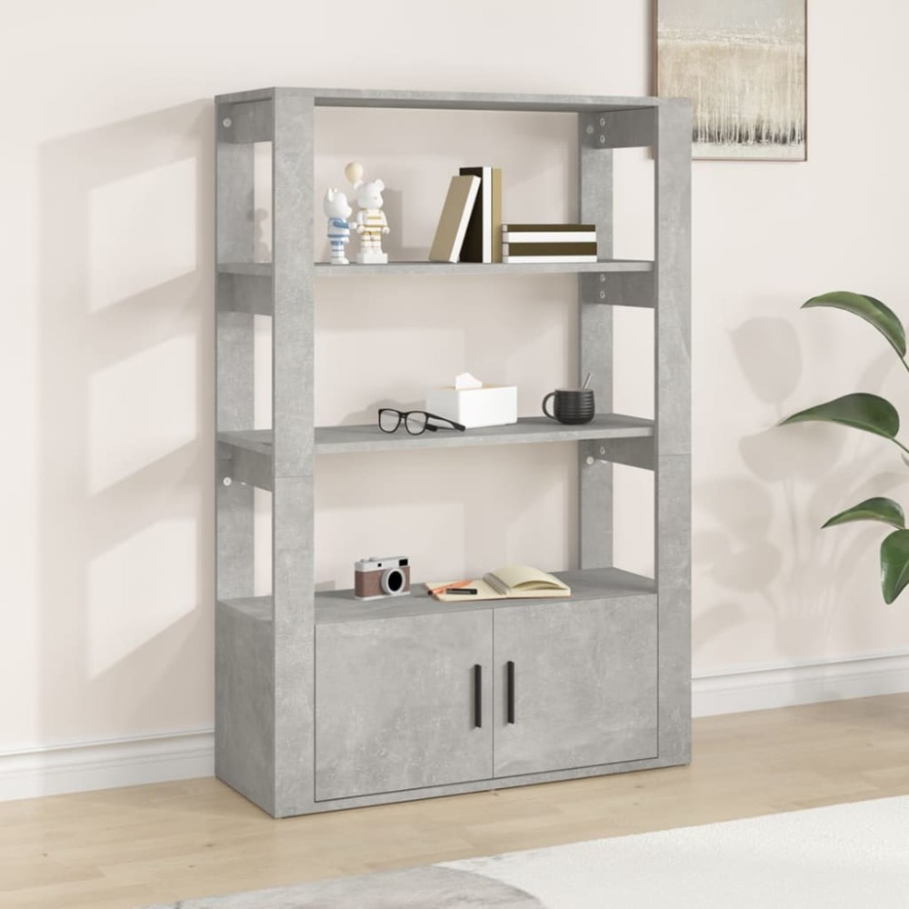 vidaXL Servantă, gri beton, 80x30x119,5 cm, lemn prelucrat
