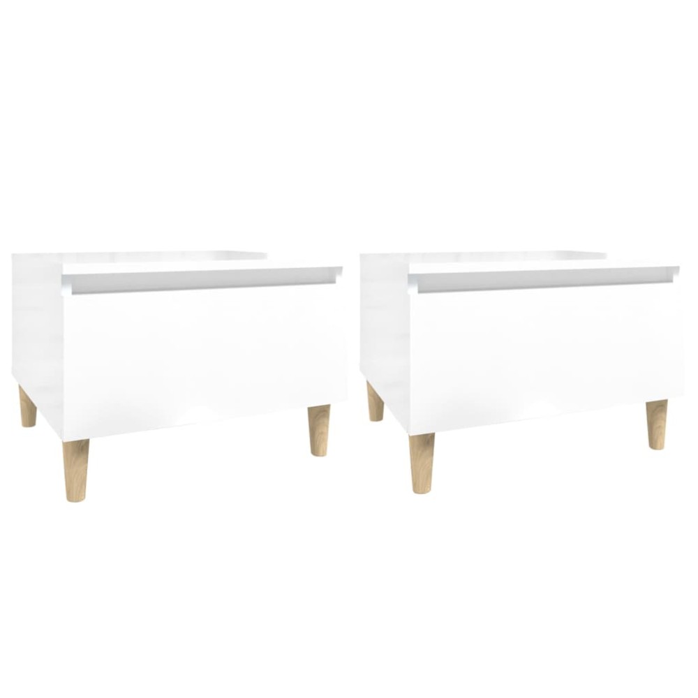 vidaXL Mese laterale 2 buc. alb extralucios 50x46x35 cm lemn compozit