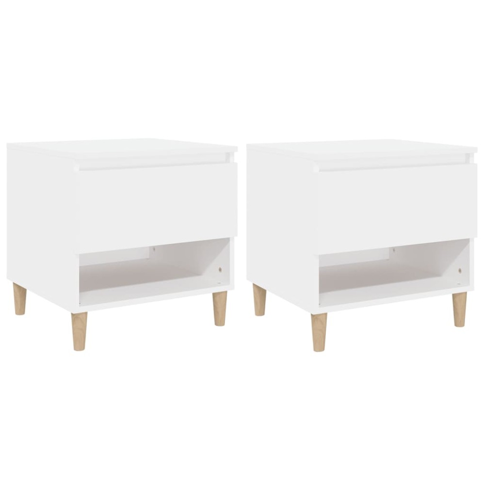 vidaXL Noptiere, 2 buc., alb, 50x46x50 cm, lemn prelucrat