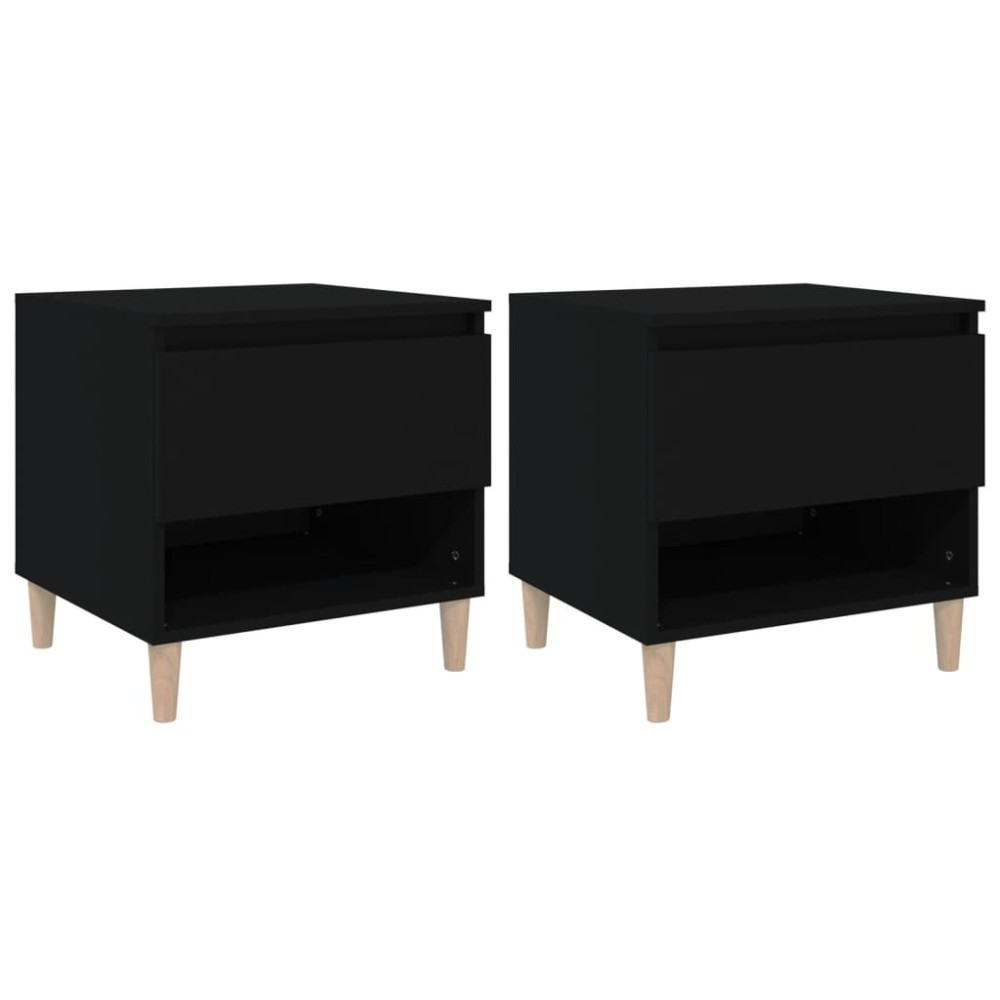 vidaXL Noptiere, 2 buc., negru, 50x46x50 cm, lemn prelucrat