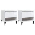 vidaXL Mese laterale 2 buc. alb extralucios 50x46x50 cm lemn compozit
