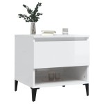 vidaXL Mese laterale 2 buc. alb extralucios 50x46x50 cm lemn compozit