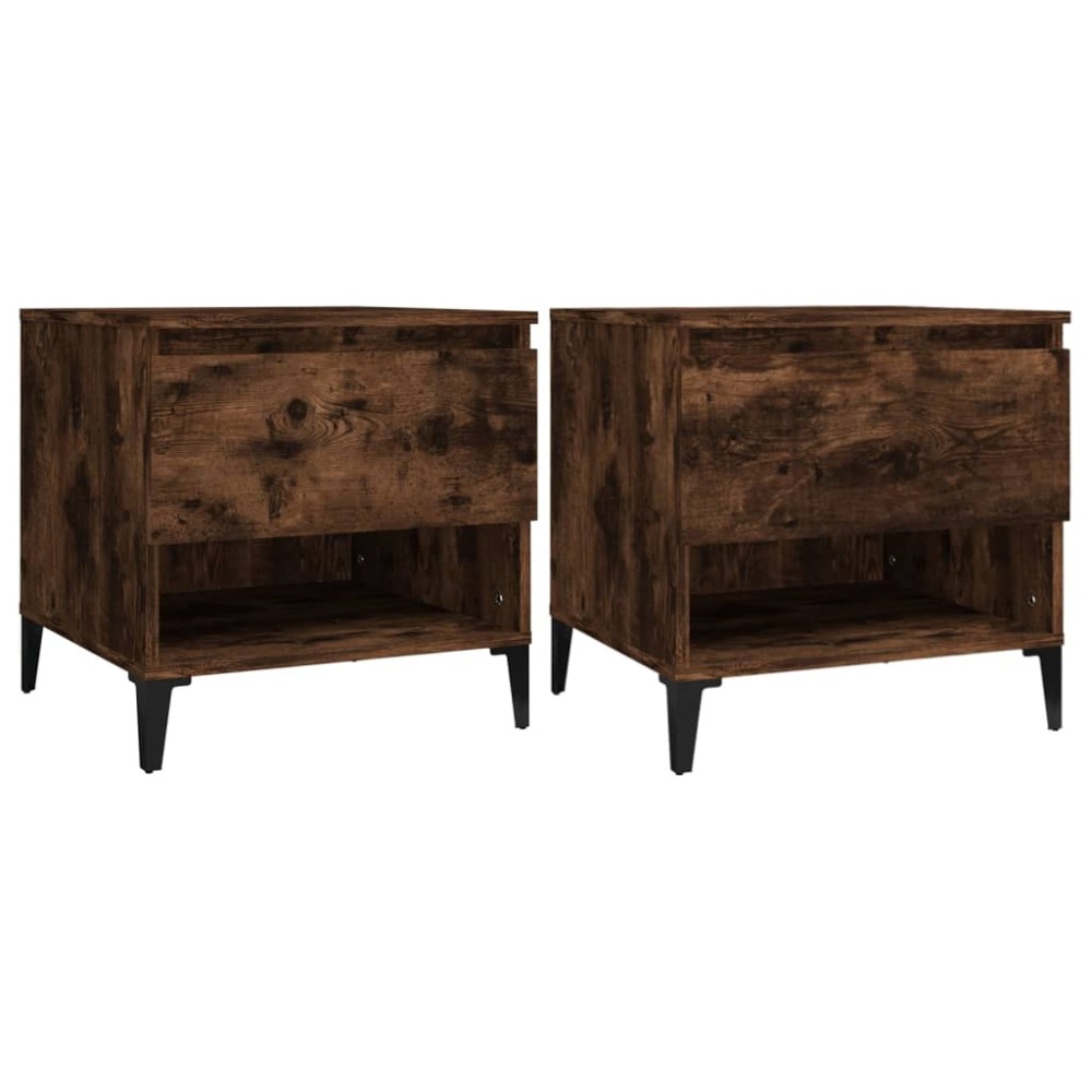 vidaXL Mese laterale 2 buc. stejar fumuriu 50x46x50 cm lemn compozit