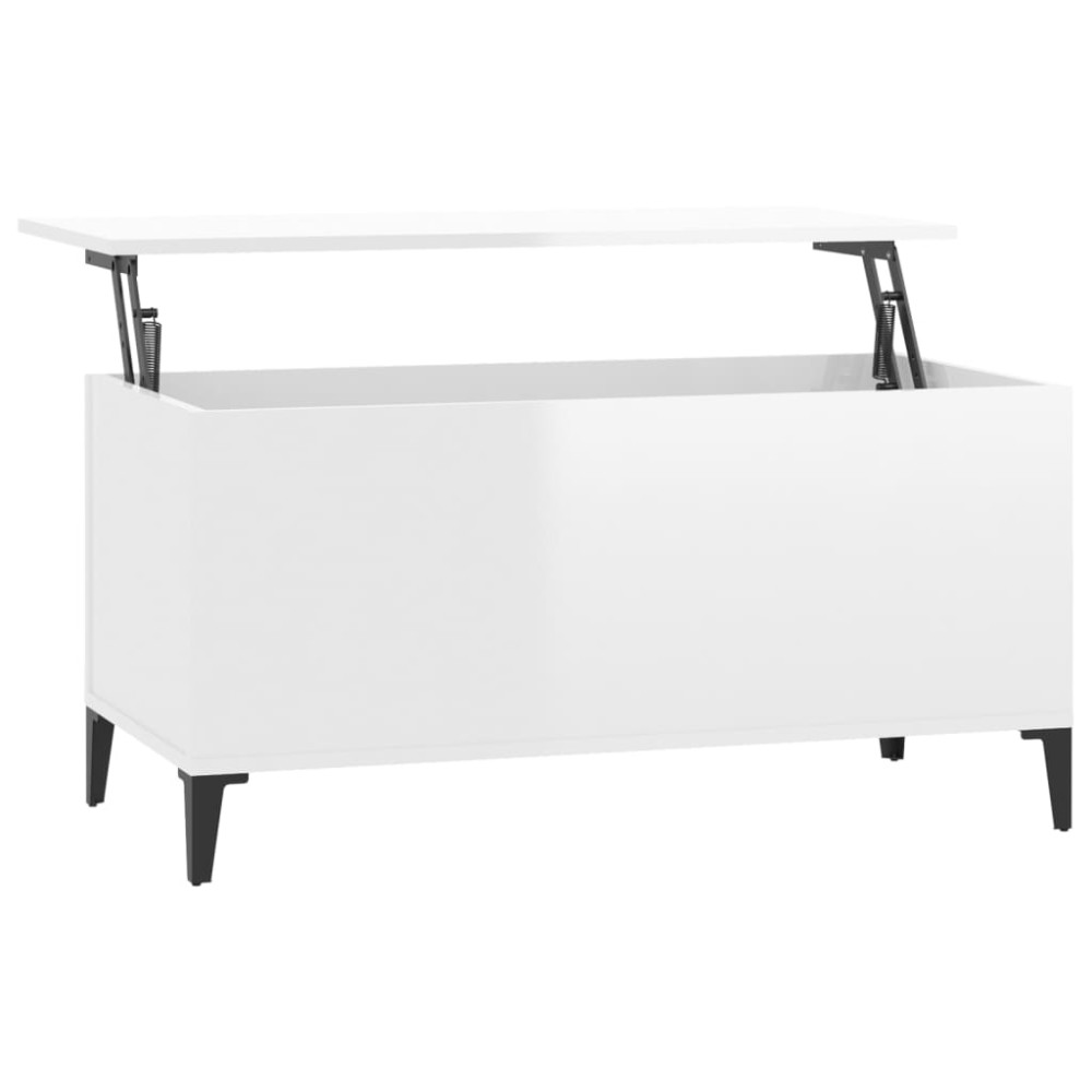 vidaXL Măsuță de cafea, alb extralucios, 90x44,5x45 cm, lemn compozit