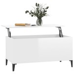 vidaXL Măsuță de cafea, alb extralucios, 90x44,5x45 cm, lemn compozit