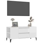 vidaXL Comodă TV, alb extralucios, 102x44,5x50 cm, lemn prelucrat