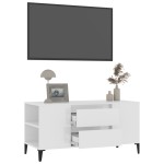 vidaXL Comodă TV, alb extralucios, 102x44,5x50 cm, lemn prelucrat