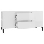 vidaXL Comodă TV, alb extralucios, 102x44,5x50 cm, lemn prelucrat