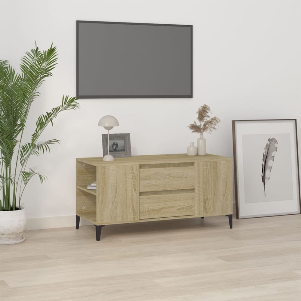 vidaXL Comodă TV, stejar sonoma, 102x44,5x50 cm, lemn prelucrat