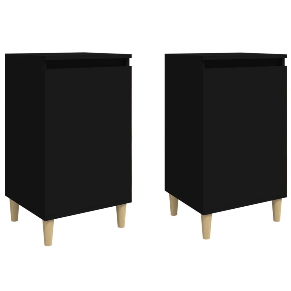 vidaXL Noptiere, 2 buc, negru, 40x35x70 cm, lemn prelucrat