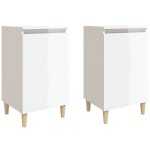 vidaXL Noptiere, 2 buc., alb extralucios, 40x35x70 cm, lemn prelucrat