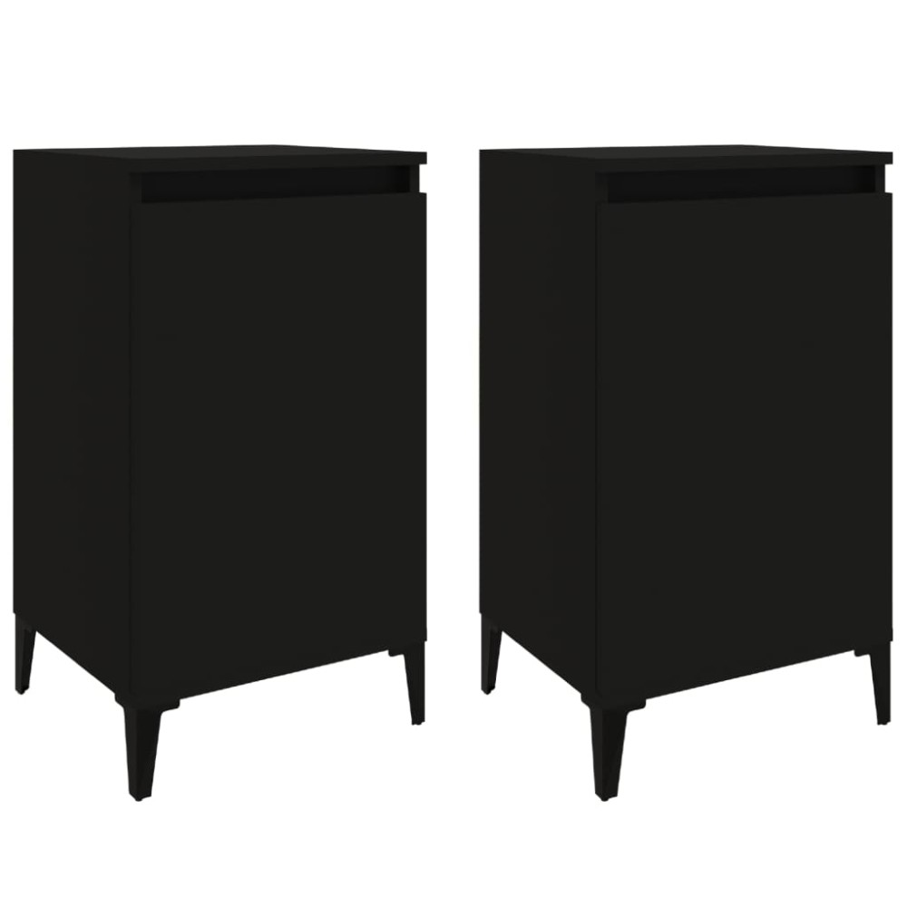 vidaXL Noptiere, 2 buc, negru, 40x35x70 cm, lemn prelucrat