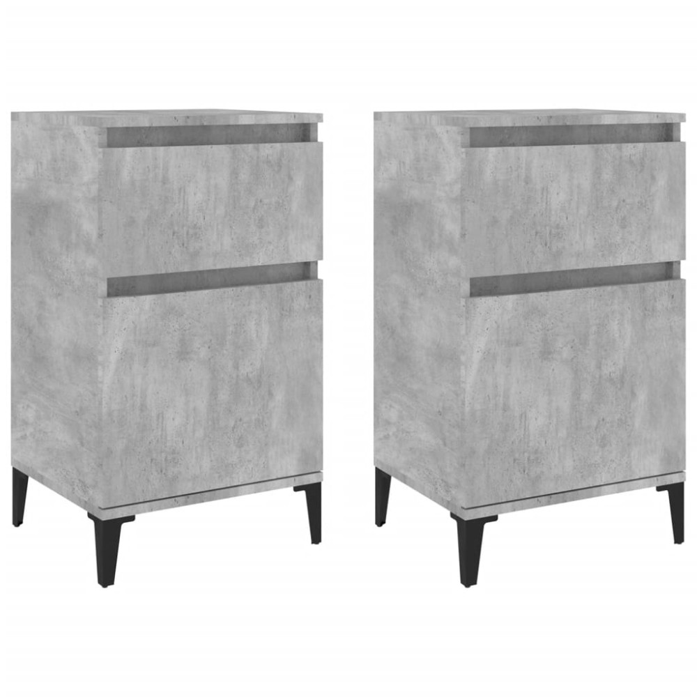 vidaXL Noptiere, 2 buc., gri beton, 40x35x70 cm