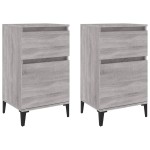 vidaXL Noptiere, 2 buc., gri sonoma, 40x35x70 cm vidaXL Noptiere, 2 buc., gri sonoma, 40x35x70 cm