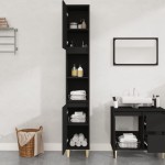 vidaXL Dulap de baie, negru, 30x30x190 cm, lemn prelucrat