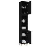 vidaXL Dulap de baie, negru, 30x30x190 cm, lemn prelucrat