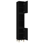 vidaXL Dulap de baie, negru, 30x30x190 cm, lemn prelucrat