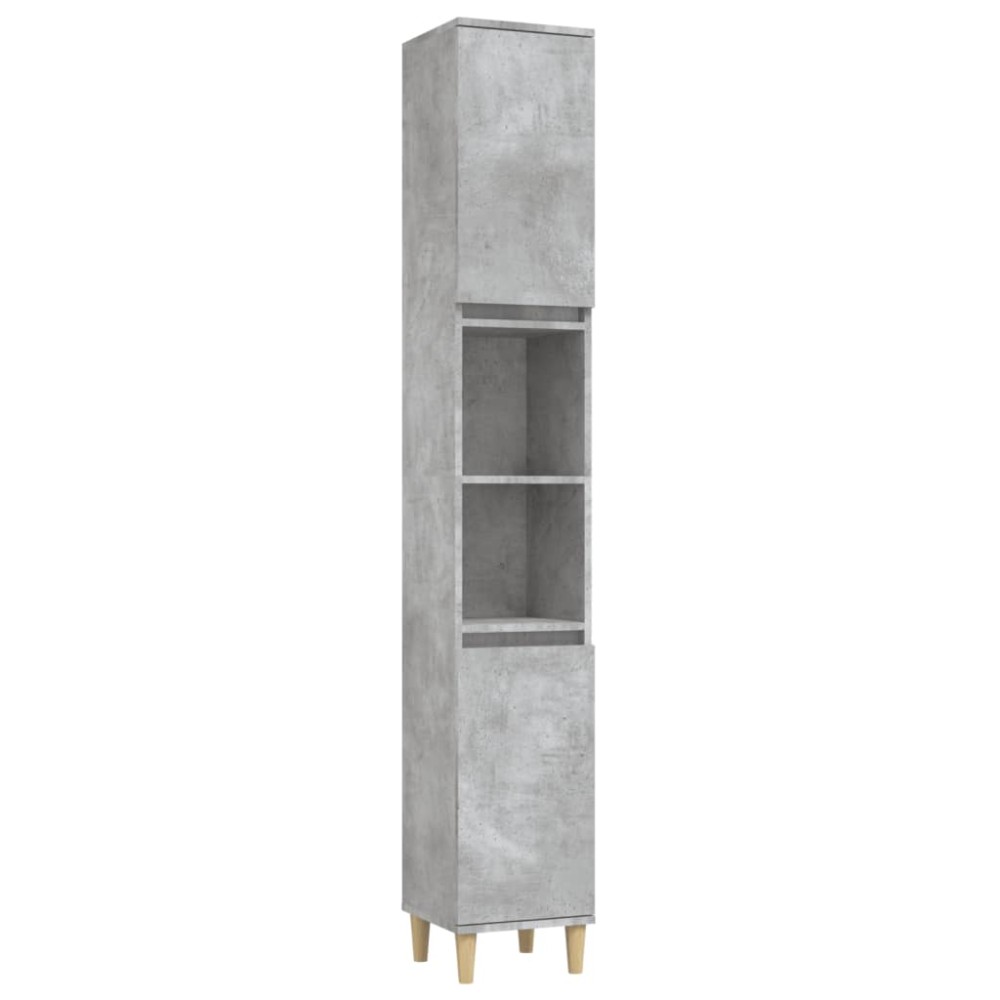 vidaXL Dulap de baie, gri beton, 30x30x190 cm, lemn prelucrat