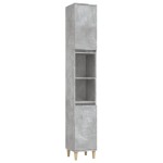 vidaXL Dulap de baie, gri beton, 30x30x190 cm, lemn prelucrat