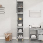 vidaXL Dulap de baie, gri beton, 30x30x190 cm, lemn prelucrat