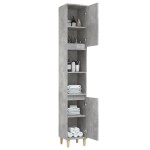 vidaXL Dulap de baie, gri beton, 30x30x190 cm, lemn prelucrat