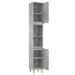 vidaXL Dulap de baie, gri beton, 30x30x190 cm, lemn prelucrat