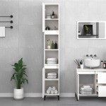 vidaXL Dulap de baie, alb, 30x30x190 cm, lemn prelucrat