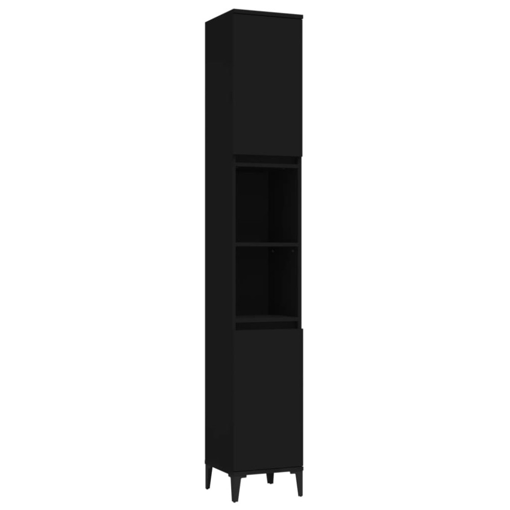 vidaXL Dulap de baie, negru, 30x30x190 cm, lemn prelucrat