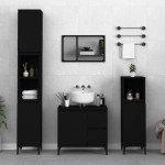 vidaXL Dulap de baie, negru, 30x30x190 cm, lemn prelucrat vidaXL Dulap de baie, negru, 30x30x190 cm, lemn prelucrat