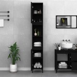 vidaXL Dulap de baie, negru, 30x30x190 cm, lemn prelucrat vidaXL Dulap de baie, negru, 30x30x190 cm, lemn prelucrat