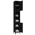 vidaXL Dulap de baie, negru, 30x30x190 cm, lemn prelucrat vidaXL Dulap de baie, negru, 30x30x190 cm, lemn prelucrat