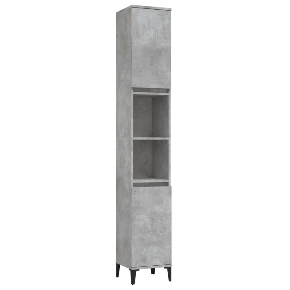 vidaXL Dulap de baie, gri beton, 30x30x190 cm, lemn prelucrat