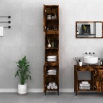 vidaXL Dulap de baie, stejar afumat, 30x30x190 cm, lemn prelucrat