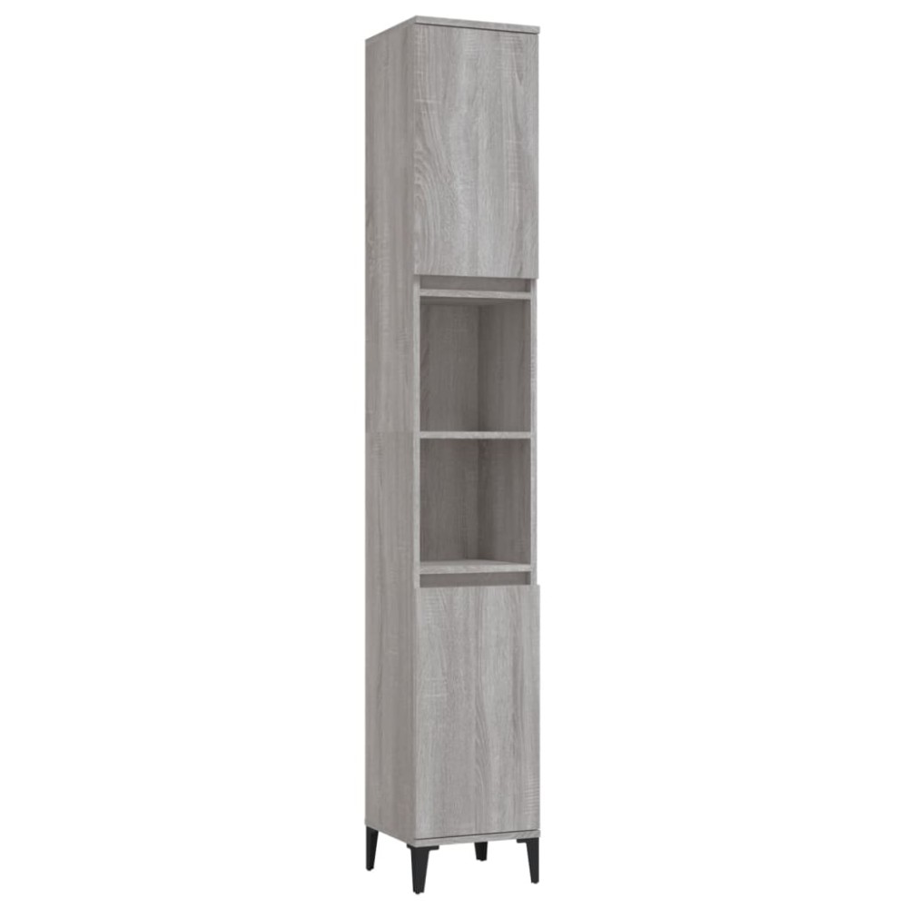 vidaXL Dulap de baie, gri sonoma, 30x30x190 cm, lemn prelucrat