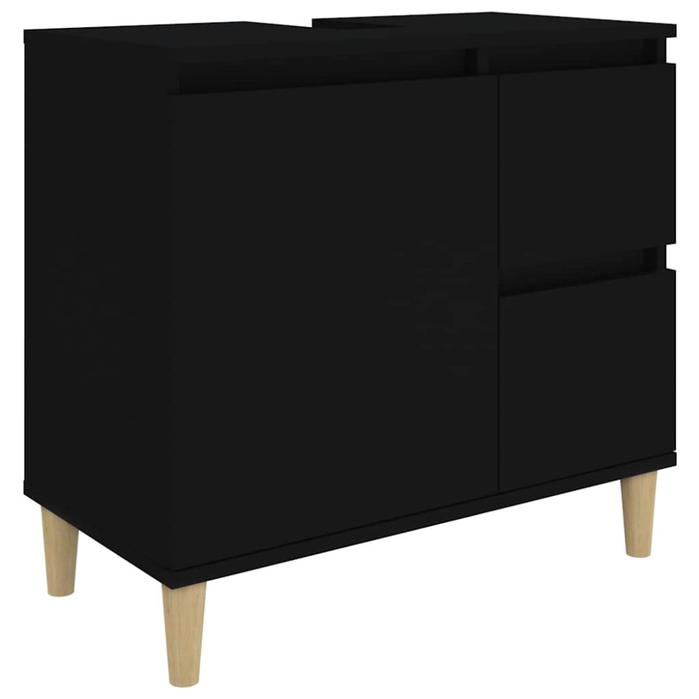 vidaXL Dulap de baie, negru, 65x33x60 cm, lemn prelucrat