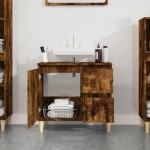 vidaXL Dulap de baie, stejar afumat, 65x33x60 cm, lemn prelucrat vidaXL Dulap de baie, stejar afumat, 65x33x60 cm, lemn prelucrat
