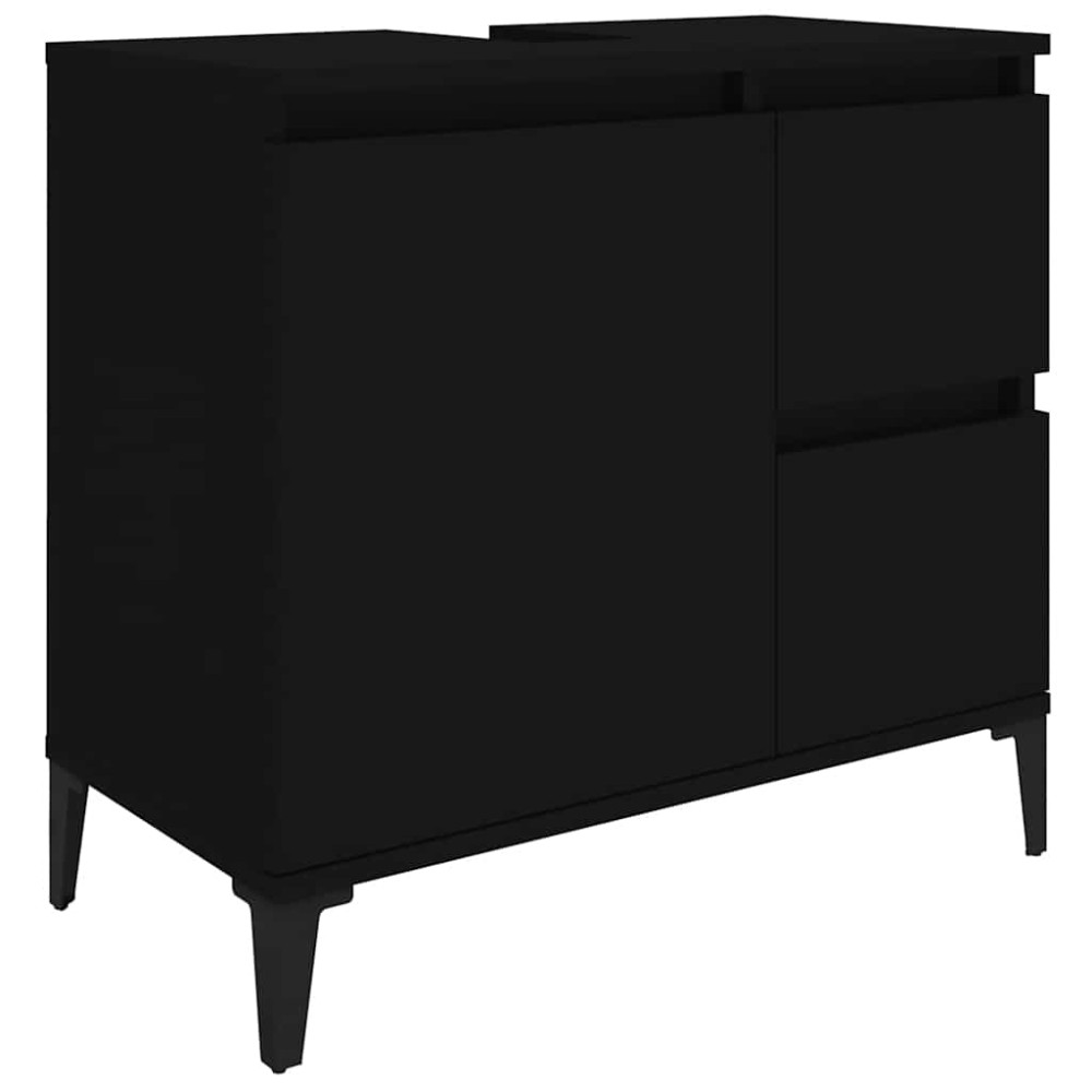 vidaXL Dulap de baie, negru, 65x33x60 cm, lemn prelucrat