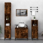 vidaXL Dulap de baie, stejar afumat, 65x33x60 cm, lemn prelucrat vidaXL Dulap de baie, stejar afumat, 65x33x60 cm, lemn prelucrat
