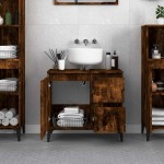 vidaXL Dulap de baie, stejar afumat, 65x33x60 cm, lemn prelucrat vidaXL Dulap de baie, stejar afumat, 65x33x60 cm, lemn prelucrat