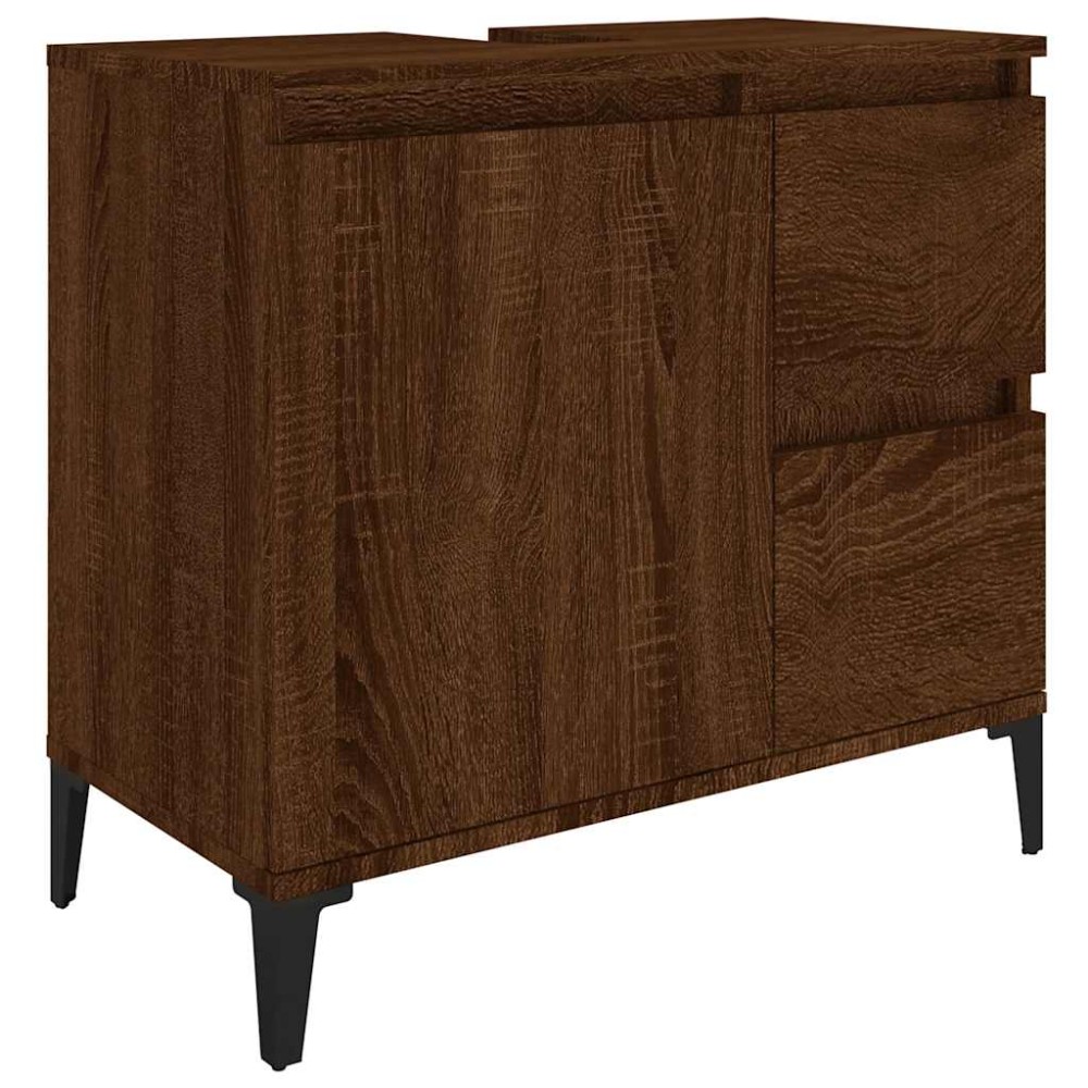 vidaXL Dulap de baie, stejar maro, 65x33x60 cm, lemn prelucrat